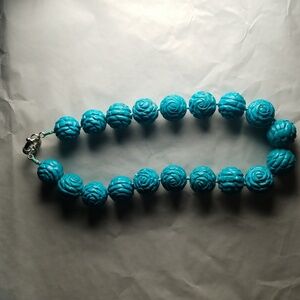 Vintage Hand Carved Genuine Turquoise Necklace